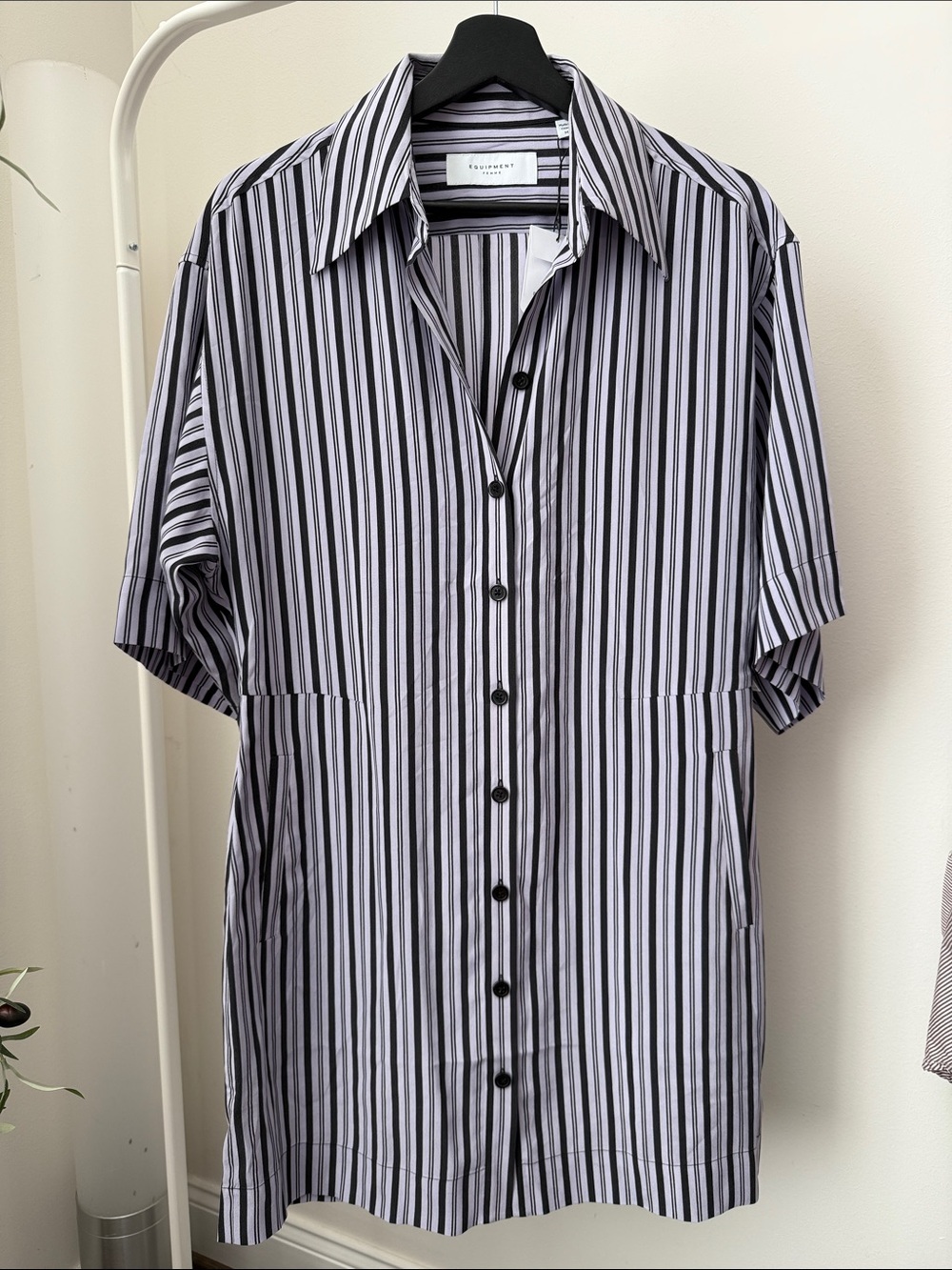Equipment Etienna Striped Silk Button-Front Mini Shirtdress Size M NWT